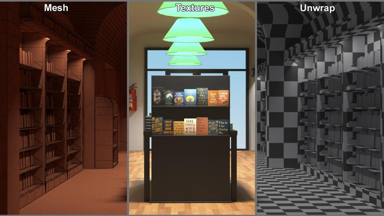 3D Book Store Interior 2