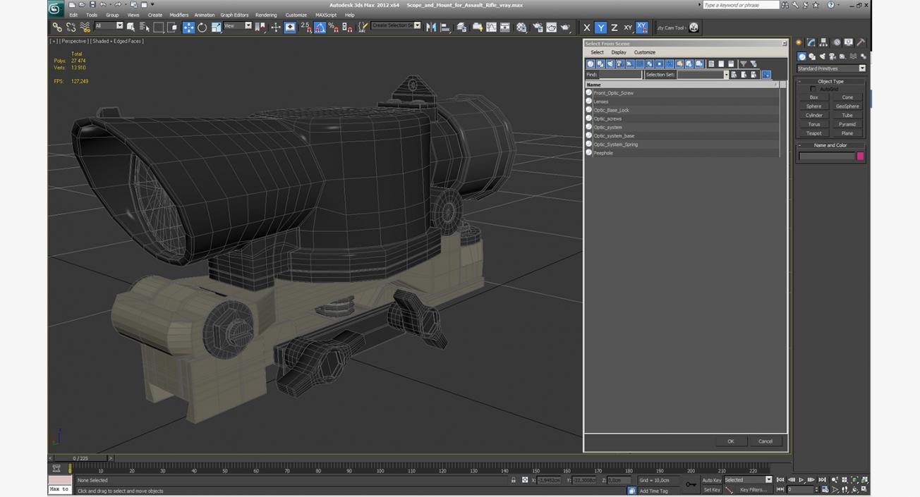 3D Scope and Mount for Assault Rifle model