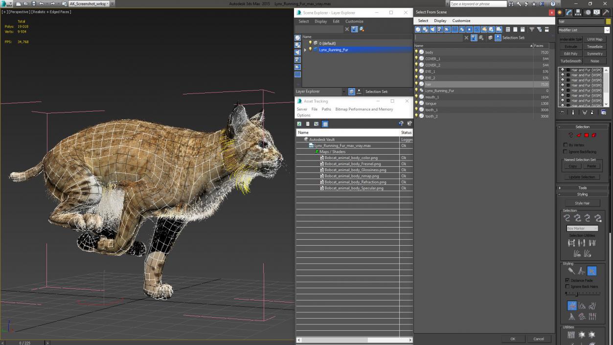 3D Lynx Running Fur