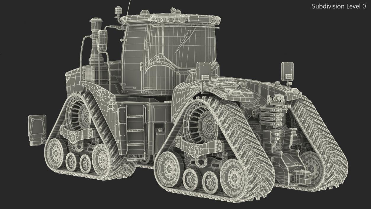 3D Four Track Tractor Clean Rigged