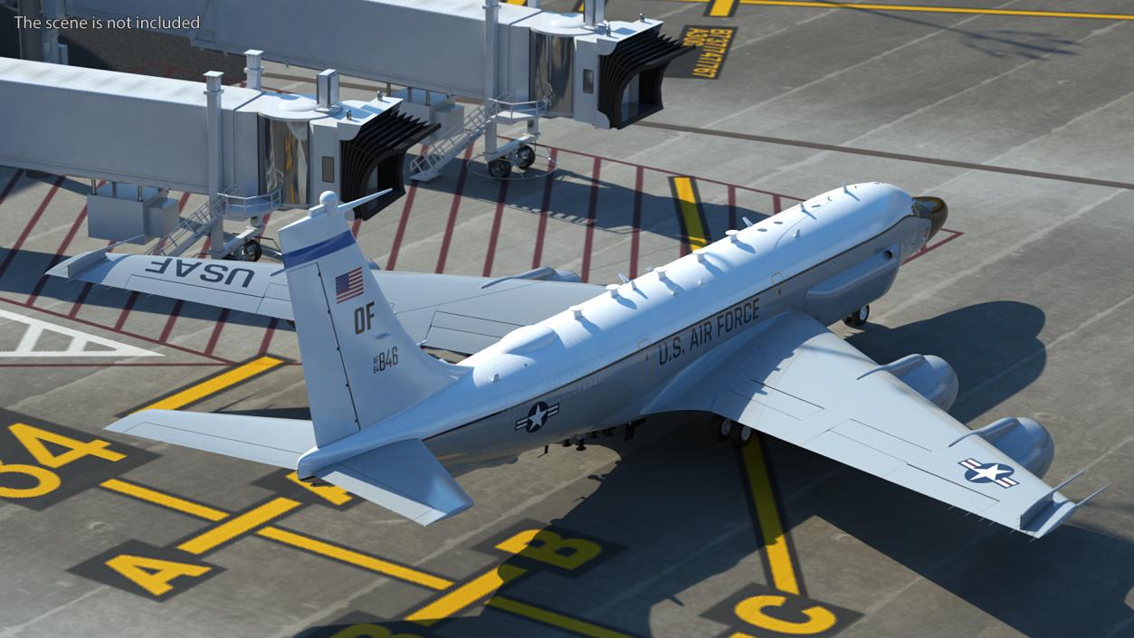 3D Boeing RC-135W Rivet Joint Rigged model