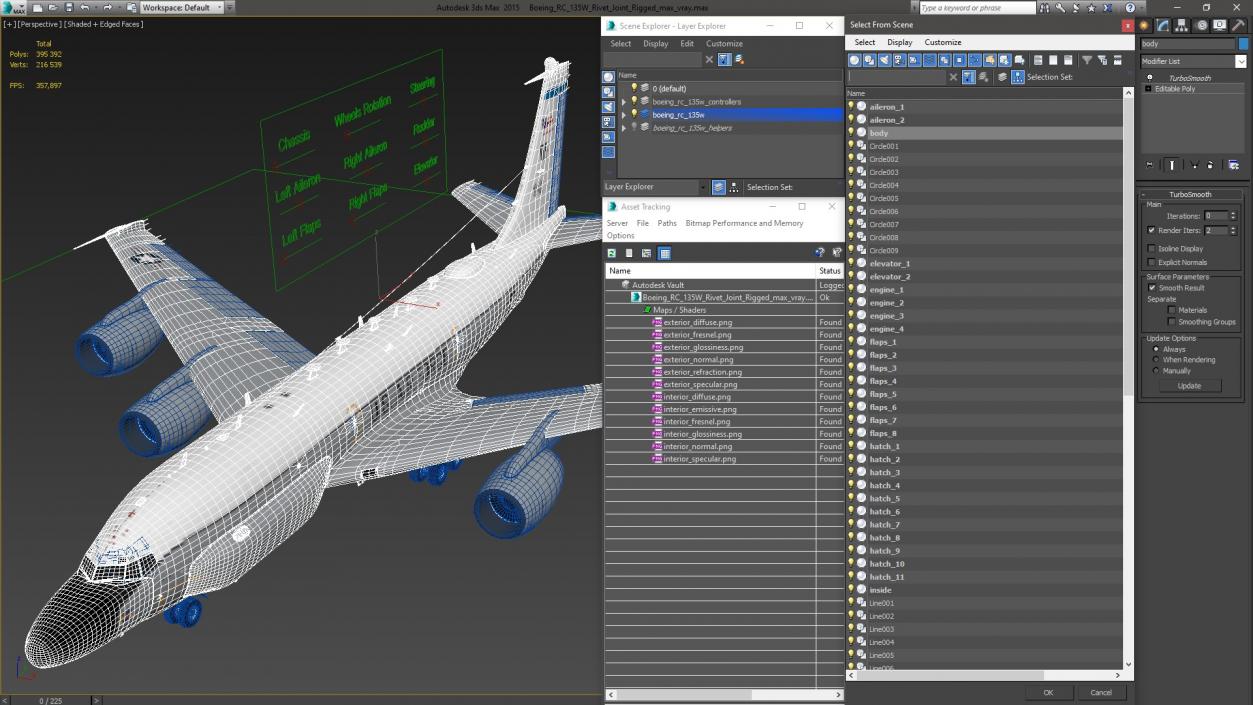 3D Boeing RC-135W Rivet Joint Rigged model