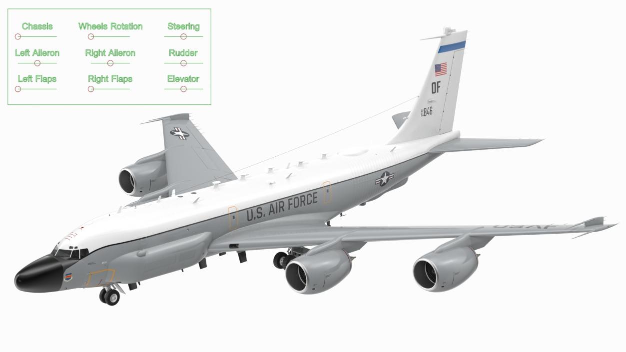 3D Boeing RC-135W Rivet Joint Rigged model