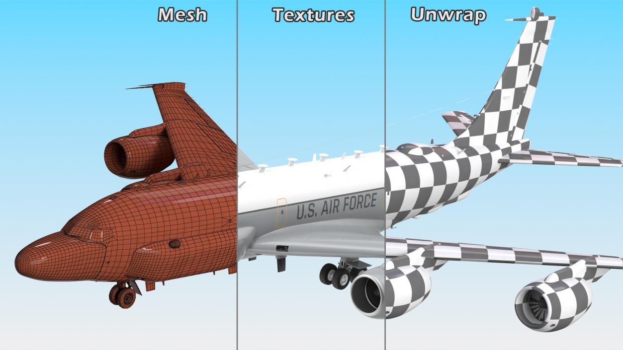 3D Boeing RC-135W Rivet Joint Rigged model