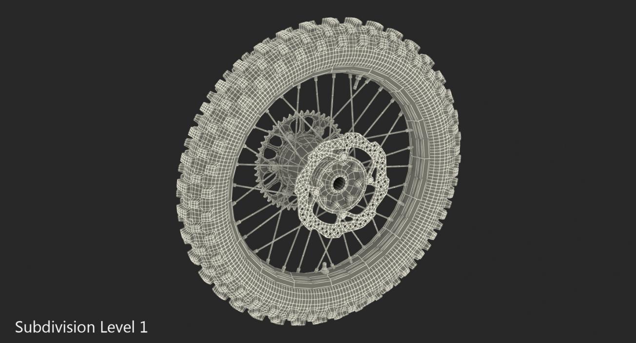 3D Motocross Motorcycle Rear Wheel