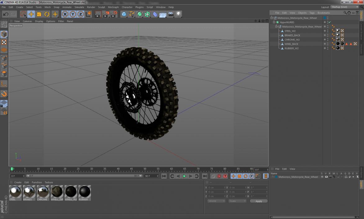 3D Motocross Motorcycle Rear Wheel