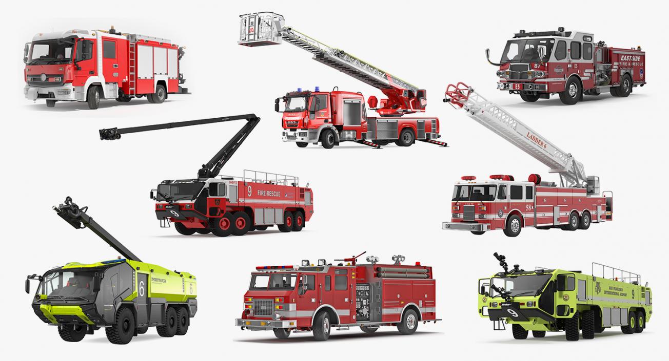 3D Rigged Fire Trucks Collection 7