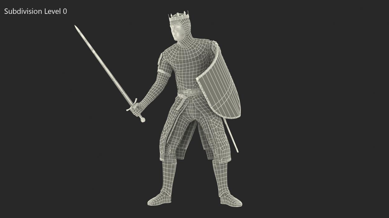 Crusader Knight King Attack Pose 3D