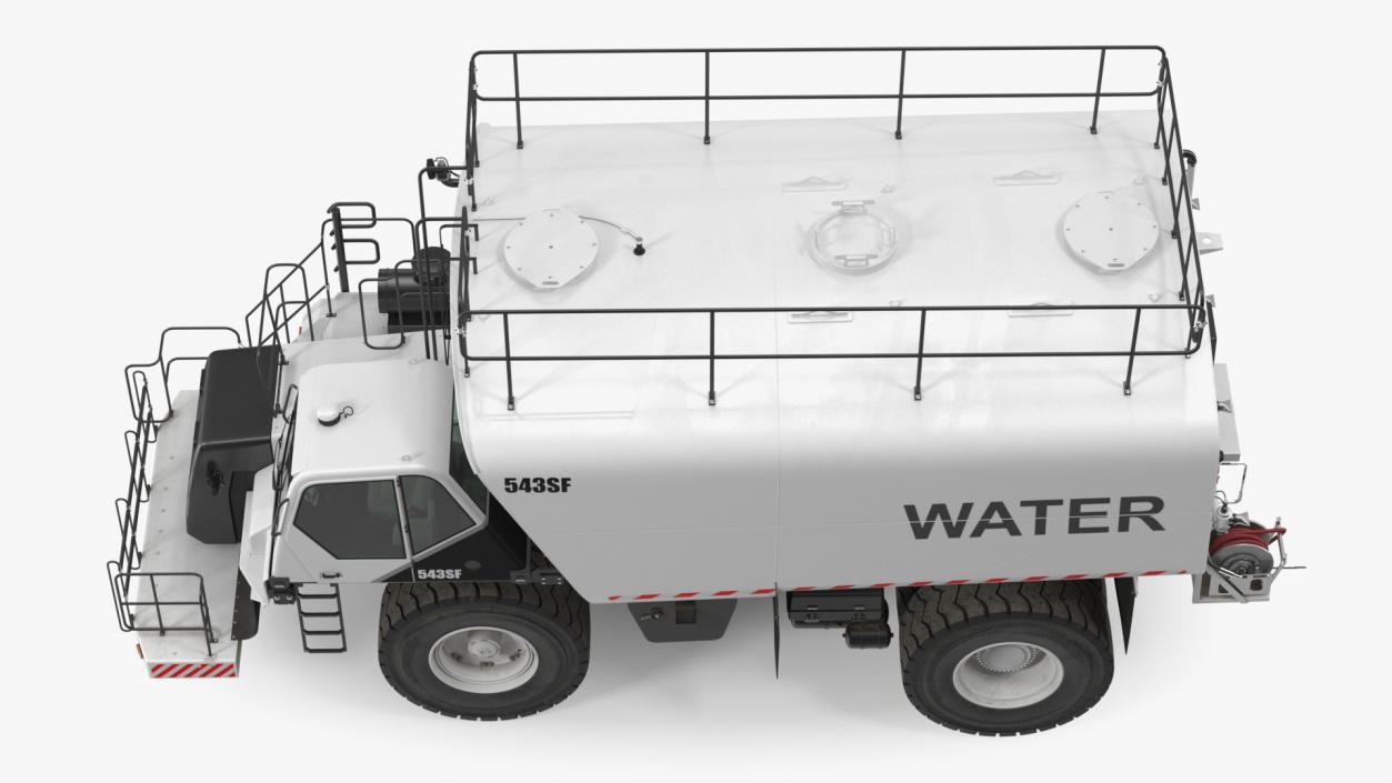 Construction Water Truck White Rigged 3D