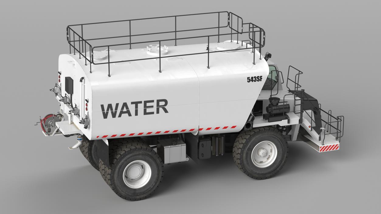 Construction Water Truck White Rigged 3D