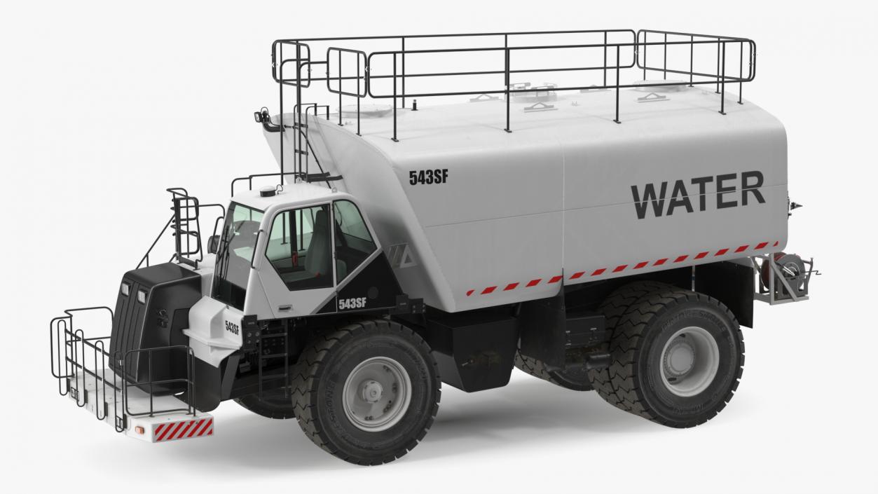 Construction Water Truck White Rigged 3D