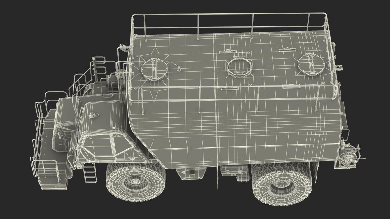 Construction Water Truck White Rigged 3D