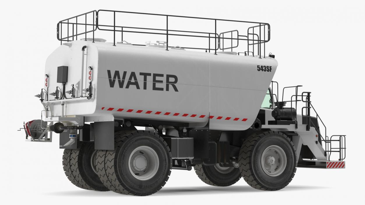 Construction Water Truck White Rigged 3D