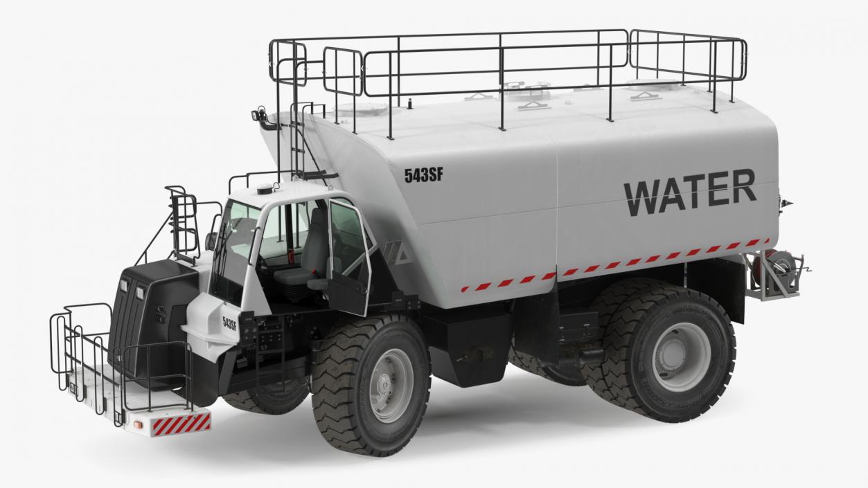 Construction Water Truck White Rigged 3D