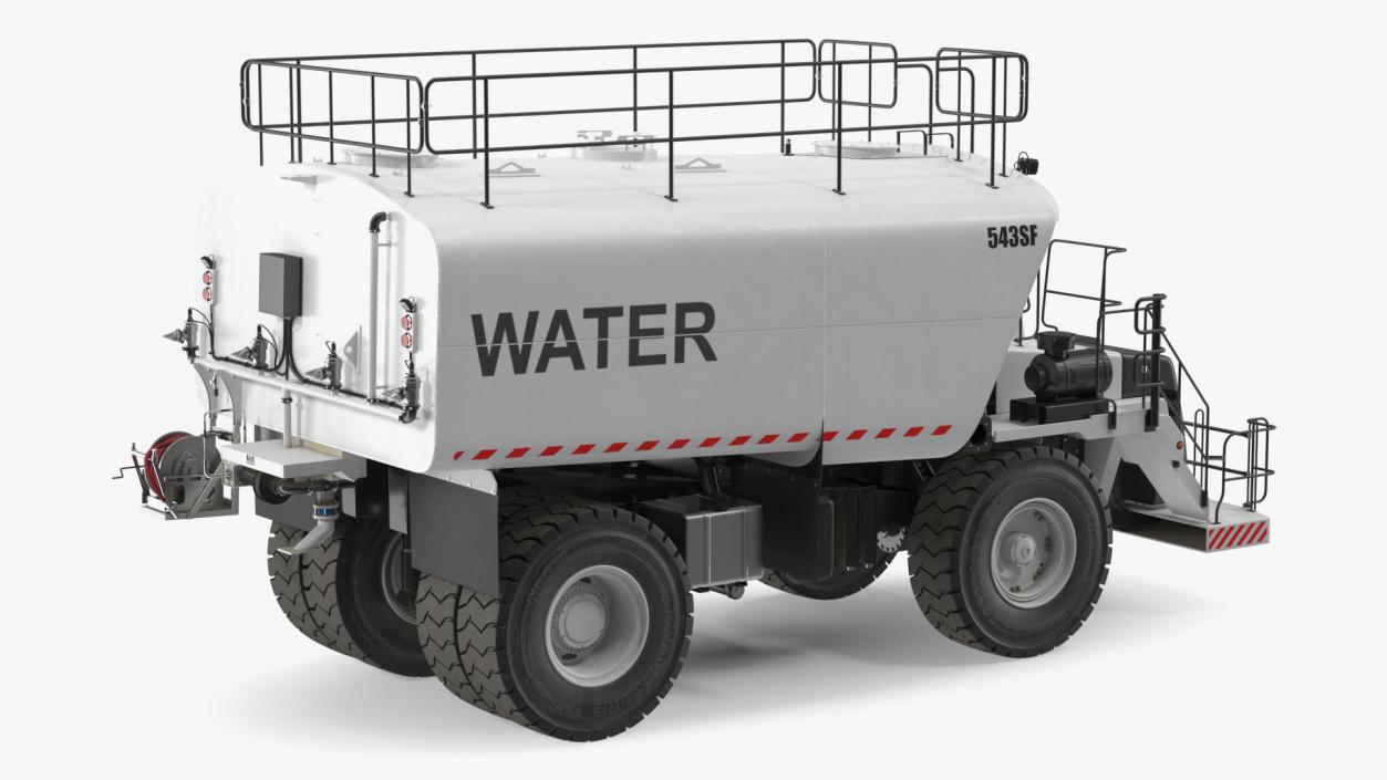 Construction Water Truck White Rigged 3D