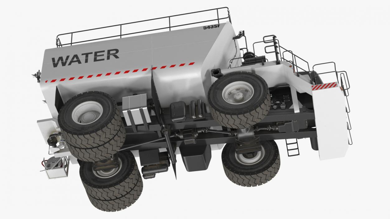 Construction Water Truck White Rigged 3D