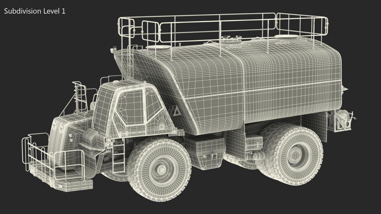 Construction Water Truck White Rigged 3D