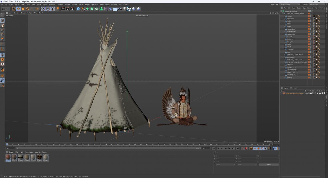 3D model Lodge and American Indian