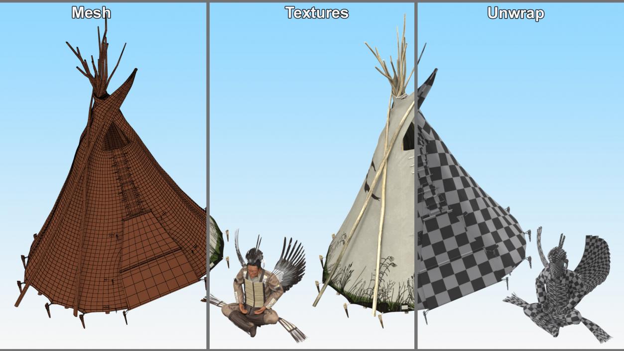 3D model Lodge and American Indian