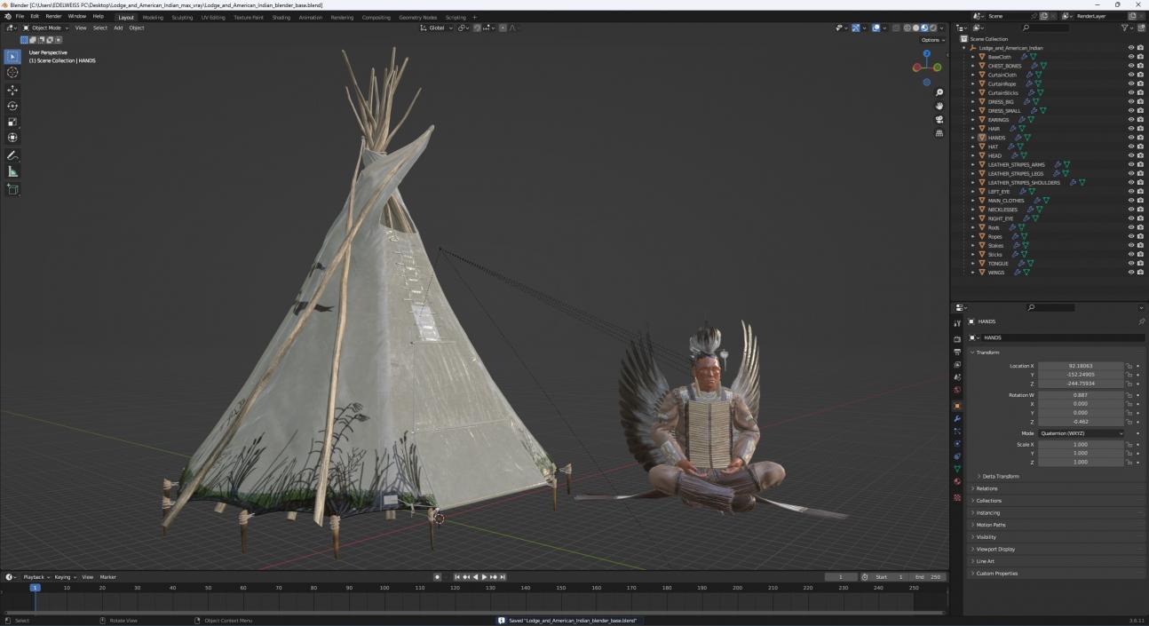 3D model Lodge and American Indian