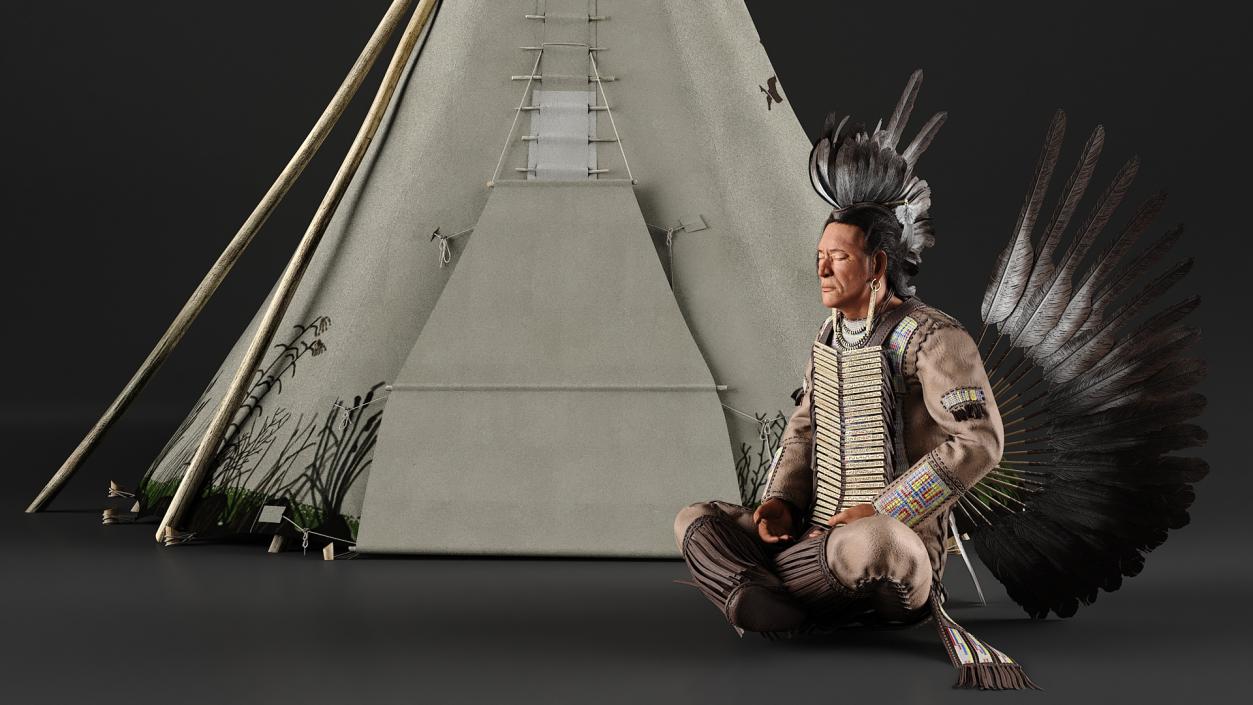 3D model Lodge and American Indian