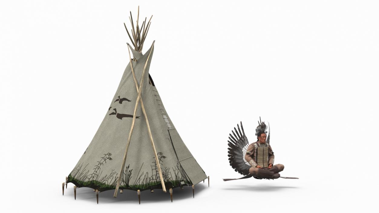 3D model Lodge and American Indian