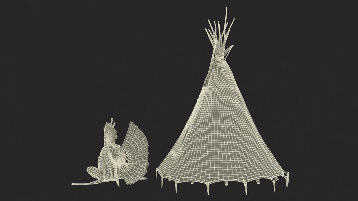 3D model Lodge and American Indian