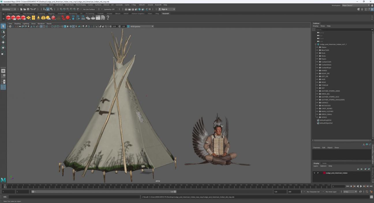 3D model Lodge and American Indian