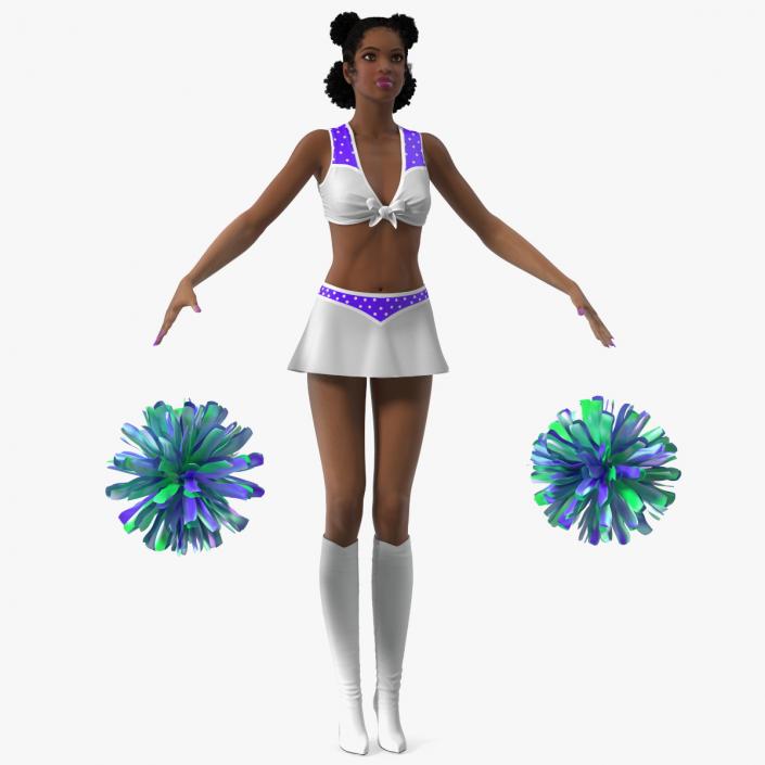 Light Skin Black Young Woman Cheerleader T Pose 3D