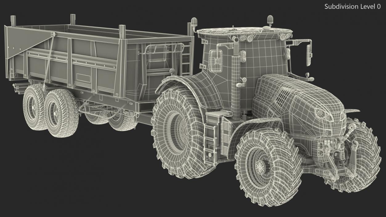 3D model Claas Axion 800 with Maupu 18t Trailer Rigged