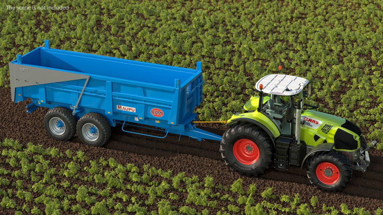 3D model Claas Axion 800 with Maupu 18t Trailer Rigged