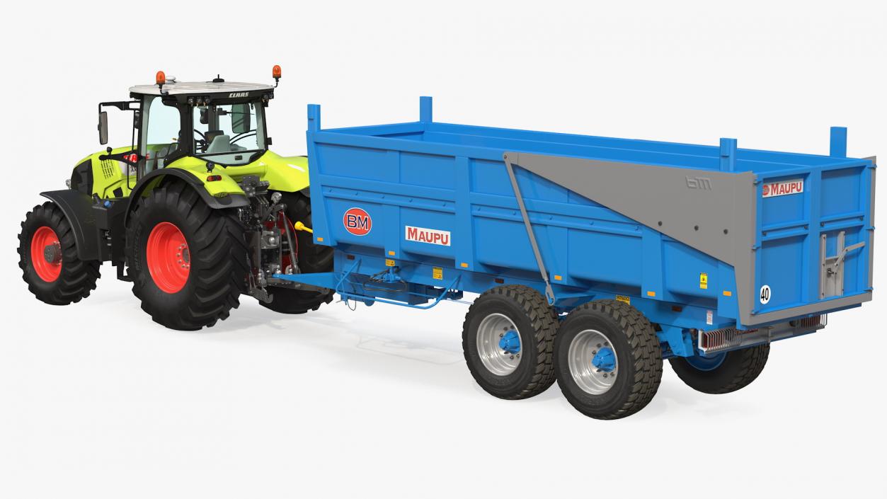 3D model Claas Axion 800 with Maupu 18t Trailer Rigged