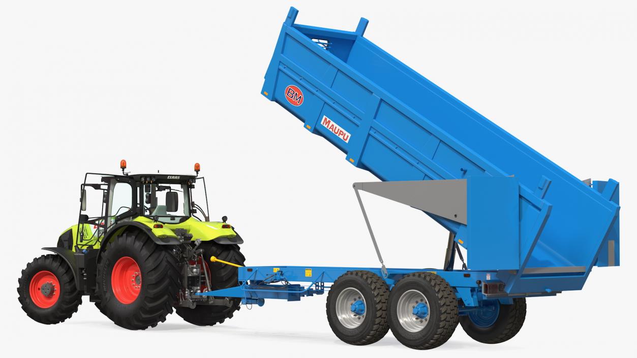 3D model Claas Axion 800 with Maupu 18t Trailer Rigged