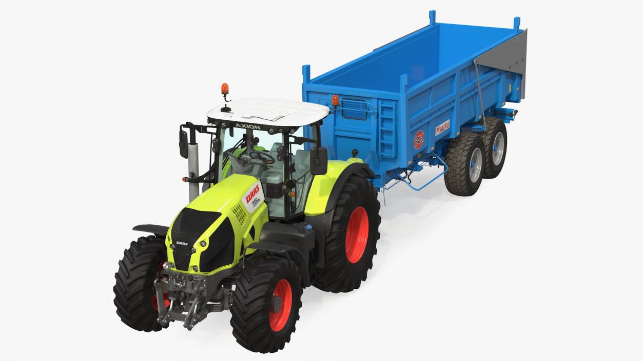 3D model Claas Axion 800 with Maupu 18t Trailer Rigged