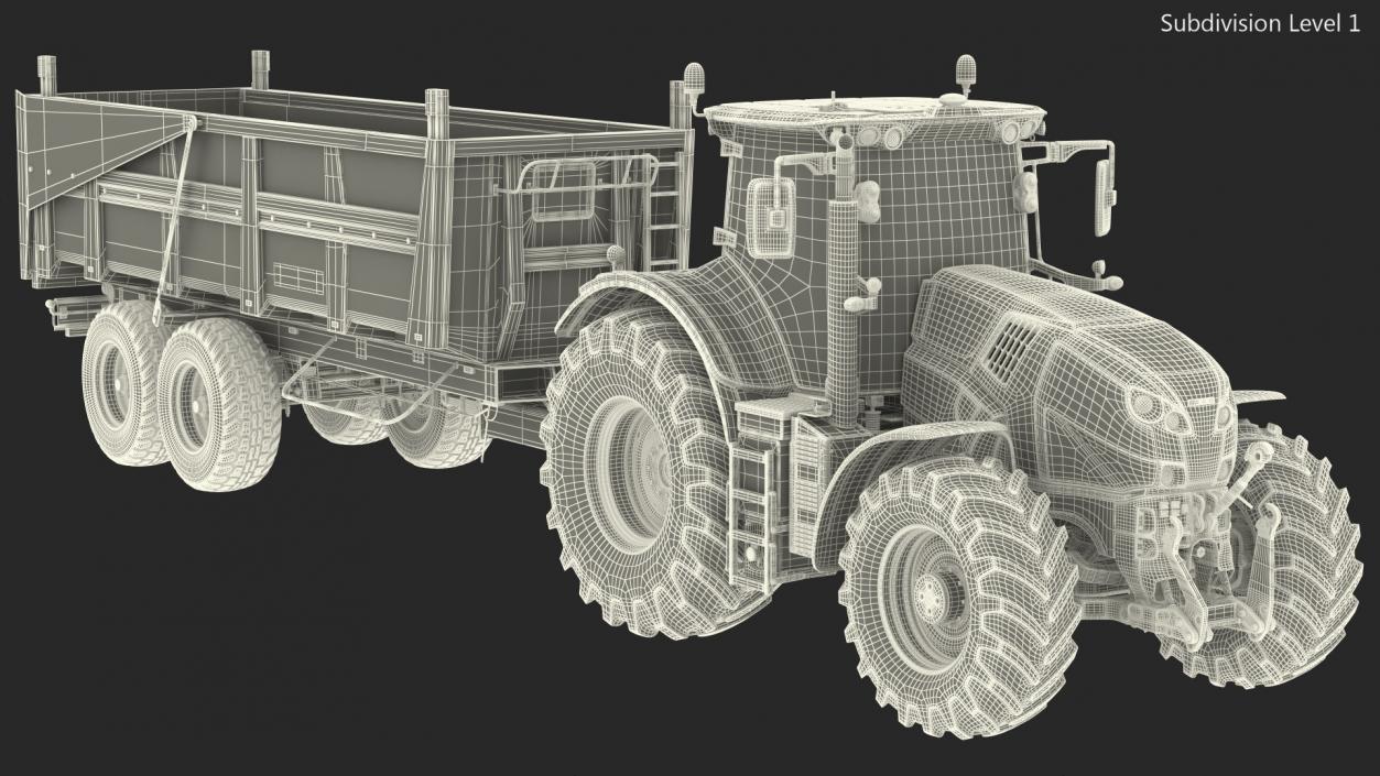 3D model Claas Axion 800 with Maupu 18t Trailer Rigged