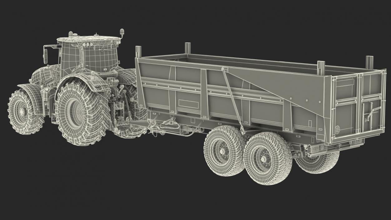 3D model Claas Axion 800 with Maupu 18t Trailer Rigged