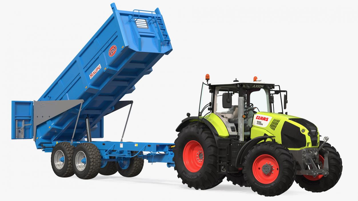 3D model Claas Axion 800 with Maupu 18t Trailer Rigged