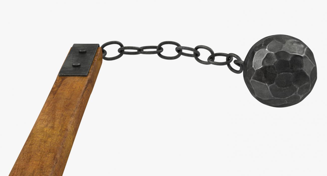 Medieval Flail with Ball and Chain 3D model