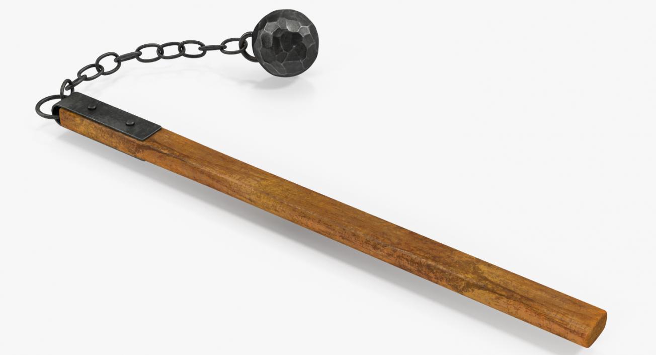 Medieval Flail with Ball and Chain 3D model