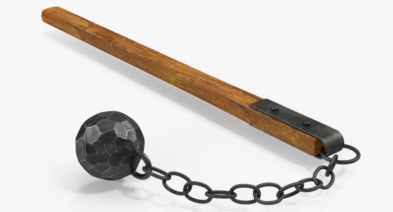 Medieval Flail with Ball and Chain 3D model