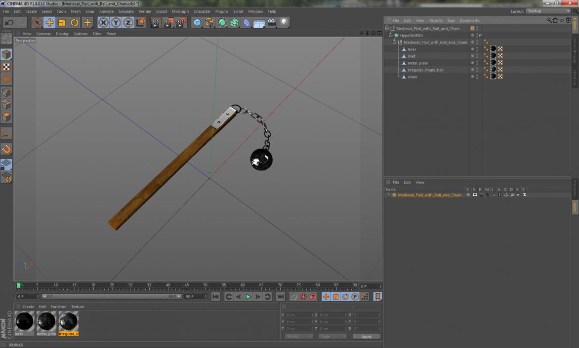 Medieval Flail with Ball and Chain 3D model