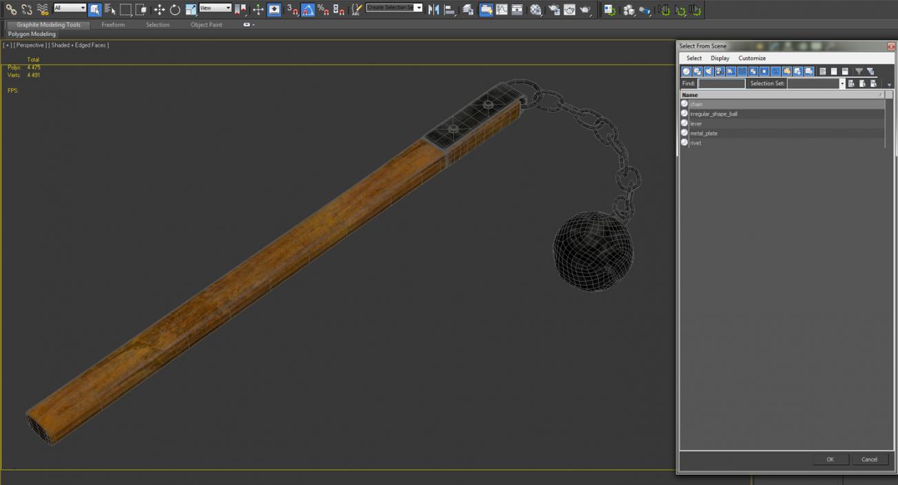 Medieval Flail with Ball and Chain 3D model