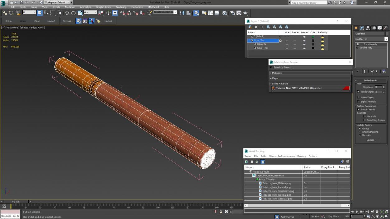 3D model Cigar Thin