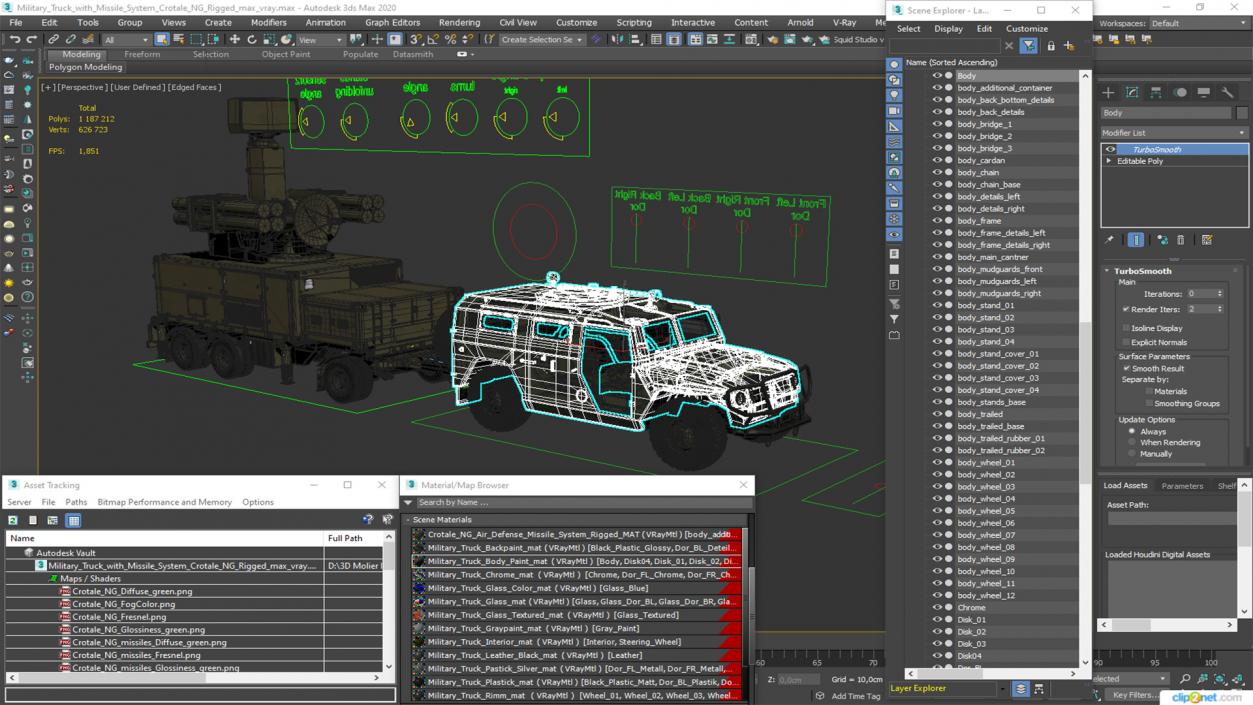 Military Truck with Missile System Crotale NG Rigged 3D