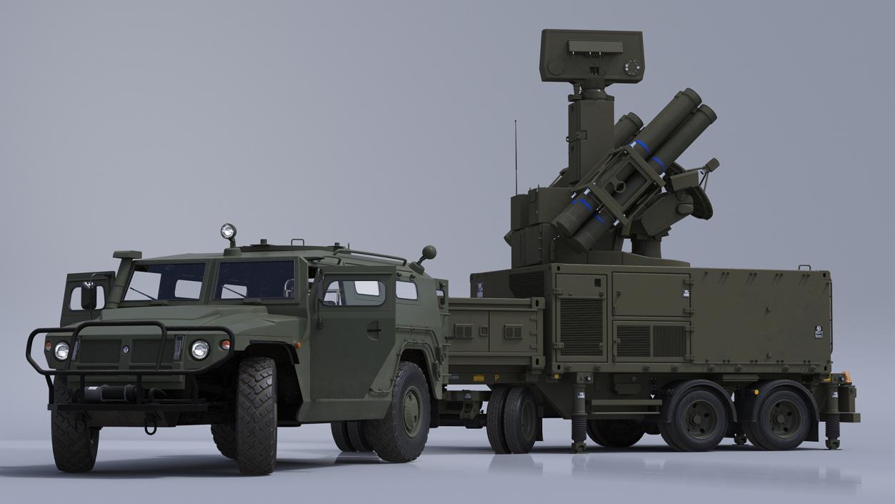 Military Truck with Missile System Crotale NG Rigged 3D