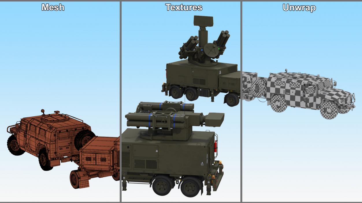 Military Truck with Missile System Crotale NG Rigged 3D