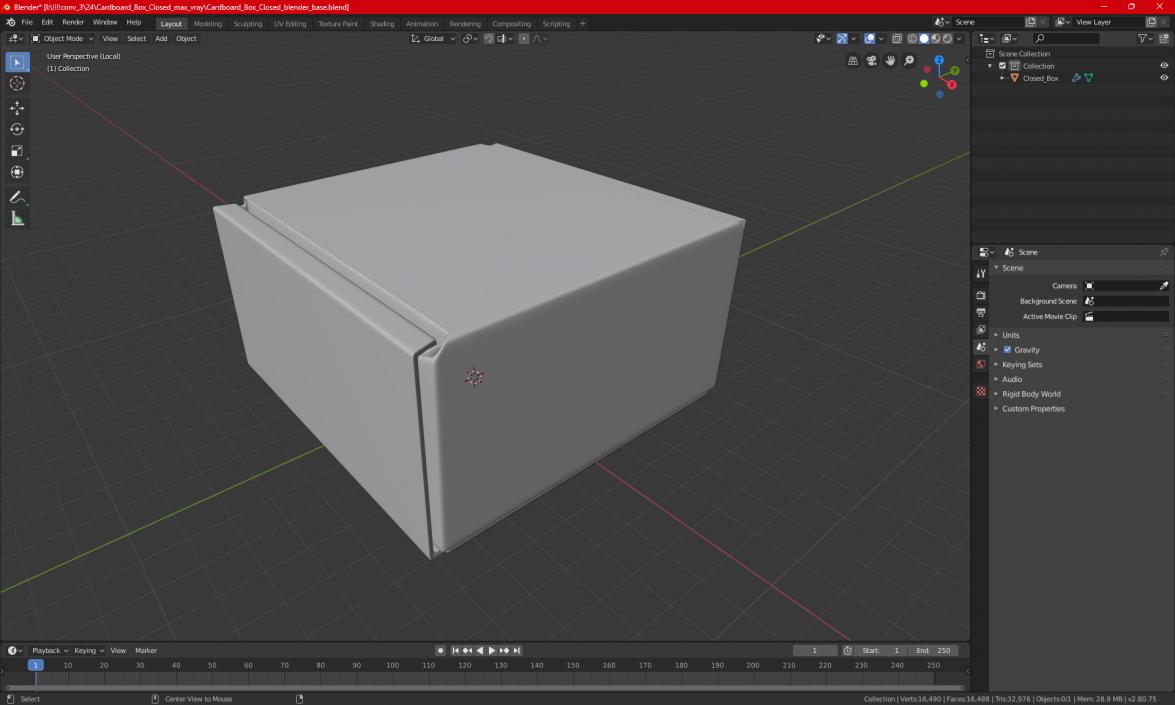 3D model Cardboard Box Closed