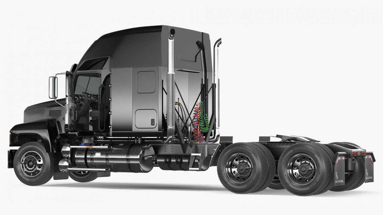 Mack Pinnacle 2025 Semi Truck Black Rigged 3D