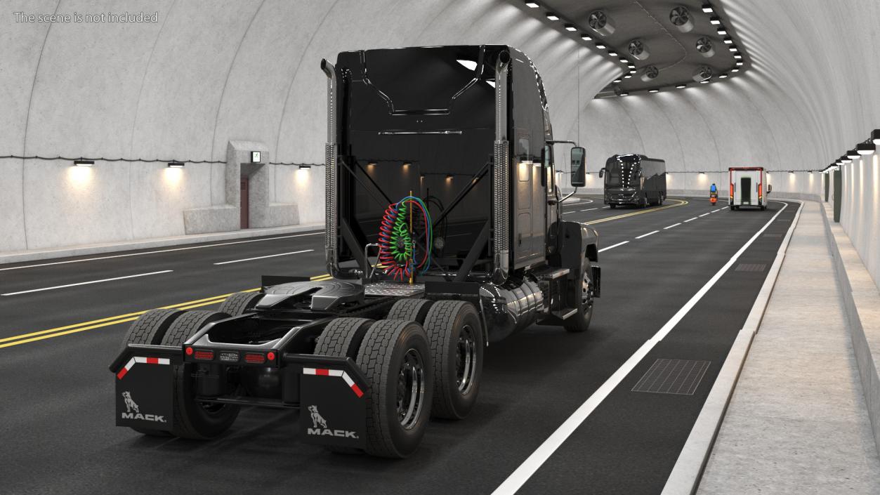 Mack Pinnacle 2025 Semi Truck Black Rigged 3D