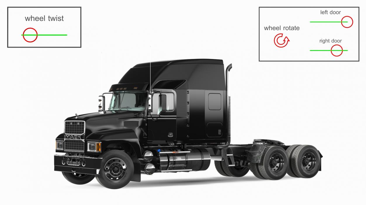 Mack Pinnacle 2025 Semi Truck Black Rigged 3D